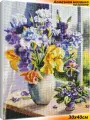 Алмазная мозаика Белоснежка Ирисы и фиалки / Набор алмазной мозаики 30х40см / На подрамнике / Полная выкладка