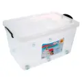 Контейнер для хранения с крышкой, 50 л, 61x39x32 см, на колёсиках, прозрачный