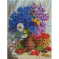 Алмазная мозаика Белоснежка Васильки и колокольчики / Набор алмазной мозаики 30х40 см / На подрамнике / Полная выкладка / Цветы / Букет / Ваза