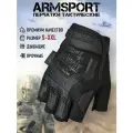 Перчатки тактические мужские без пальцев Armsport, укороченные, черные, L