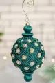 Ёлочный шар благородное плетение, текстиль, зелёный, 8 см, EDG 684387-86