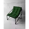 Кресло мягкое удобное для отдыха, уличное, на балкон, на веранду, в стиле лофт, минимализм, Слэш + Велюр зеленый