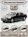 Машинка металлическая инерционная, игрушка детская для мальчика коллекционная масштабная модель 1:24 Mercedes-Benz Maybach S600 ; Мерседес Майбах черный