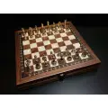 Шахматы подарочные Престиж средние, 36х36 см, орех антик, Helena Wood Art, с классическими металлическими фигурами
