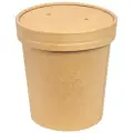 Контейнер бумажный • 450мл Н99хD98 мм для горячего, холодного c крышкой крафт • GeoVita 50 шт/уп