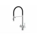 Смеситель для кухни Vieir V15019-L хром/черный с подключением к фильтру, поворотный гибкий излив