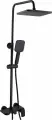 Душевая стойка Fashun A52424-7 с тропическим душем, со смесителем, с изливом, черный, рычаг сбоку, с лейкой матовая