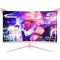 Компьютерный монитор 27 дюймов FHD 165Hz 1800R розовый игровой монитор 1ms Реакция HDMI / DP с кошачьими ушками