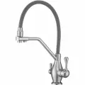 Смеситель для кухни с гибким изливом и подключением фильтра Rose R858L, сатин