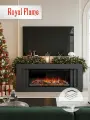 Камин электрический напольный Royal Flame модель Line с очагом Vision 42 LOG, портал из МДФ в цвете серый графит, очаг с дровами, пульт ДУ, реальный эффект пламени, обогрев 1.5 кВт