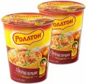 Роллтон Лапша быстрого приготовления в стакане яичная Говядина вермишель на бульоне 24 шт по 70 г