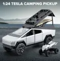 Коллекционная масштабная модель Тесла Tesla Cybertruck Camping с квадроциклом 1:24 (металл, свет, звук)