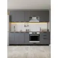 Кухонный гарнитур Орбита прямой 2,4 м, графит серый с ящиками без столешницы с фрезеровкой