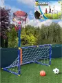Складные футбольные ворота 2 в 1 с баскетбольным кольцом для детей 80 х 31 х 95 см, для дома и улицы