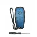 Чехол для автомобильного ключа Mercedes (Мерседес) Цвет Синий Нить Черная