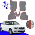 Автомобильные коврики EVA/ЕВА/ЭВА для Skoda Fabia 2 (MK2) Шкода Фабия МК2 2007-2014 серый красный