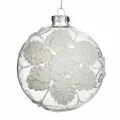 Стеклянный шарик GOODWILL M&G с цветком белый 10 см (цена за набор из 2шт)
