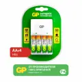 Зарядное устройство GP для аккумуляторных батареек АА и ААА на 4 слота, с аккумуляторами AA 2700 mAh NiMH, набор 4 шт