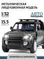 Машинка металлическая ТМ Автопанорама, Land Rover Defender 110, М1:32, свободный ход колес, свет, звук, JB1251753