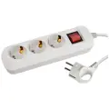 Удлинитель электрический 3 розетки 5м 10А Intro UES350-W белый с заземлением с выключателем ПВС 3х0,75мм2
