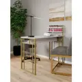 Стол маникюрный с полками и ящиком для салона красоты и офиса узкий KM LOFT золото/белый