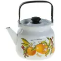 Чайник эмалированный 3,5л «Фруктовая фантазия», белый, с черной ручкой