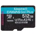 Карта памяти microSDXC UHS-I U3 Kingston Canvas Go! Plus 512 ГБ, 170 МБ/с, Class 10, SDCG3/512GBSP, 1 шт, без адаптера