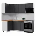Кухонный гарнитур угловой, столешница Дуб Вотан 38мм, Кухня Индира 120х220см Белый/Гранит