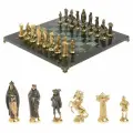 Шахматы Средневековье из бронзы и шабровского змеевика 40х40 см 126910