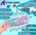Игровая клавиатура ATTACK SHARK X87 Механическая, Русская раскладка, Белый/Сиреневый