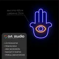 ART Studio Неоновая вывеска Хамса 40х31 см для декора дома и защиты от сглаза на подложке из акрила
