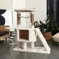 Высокая когтеточка-столбик с домиком и лежанкой для кошек Игруля капучино