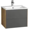 Тумба под раковину Aquaton Сохо 60 1A258001AJA00 подвесная Дуб веллингтон Графит софт МДФ / ЛДСП серый с ящиками