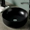 Раковина MELANA MLN-7078DMB, накладная, матовая, черная, круглая, фаянс