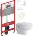 Комплект 2 в 1 Унитаз подвесной Duravit D-code 45700900A1 / Инсталляция с кнопкой TECE Base 9400413 цвет белый
