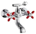 Смеситель на ванну Potato P3071-5 короткий поворотный излив, керамические кран-буксы, хром с красным
