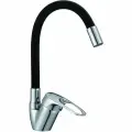 Смеситель для кухни D-lin с гибким изливом D150628-1C, хром/черный