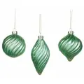 Елочная игрушка GOODWILL Шар объемный зеленый с орнаментом (3 шт) 8 см