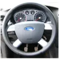 Накладка из натуральной кожи Кожа рулит на руль Ford Focus II (C307) (2005-2011), черная, для руля без штатной накладки