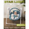 Электрокачели шезлонг для новорожденного 2 в 1 Indigo Star light, 12 мелодий, пульт управления, москитная сетка, синий