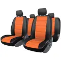 Универсальные автомобильные чехлы на весь салон из экокожи ULTRA чёрно-оранжевые
