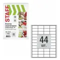 Этикетки наклейки самоклеящиеся 48,5х25,4 мм, 44 этикетки, белые, 70 г/м2, 100 листов, Staff, 115185