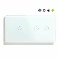 Сенсорный выключатель WiFi 3 клавиши 2 поста (1G+2G) стекло 157х86мм цвет белый