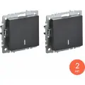 Выключатель IEK / ИЭК Brite ВС10-1-1-БрЧ, 10А 230В IP20 с индикацией черный 74х74х43мм одноклавишный, BR-V10-1-10-K02 / переключатель (комплект из 2 шт)