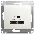 GLOSSA USB розетка A+С, 5В/2,4А, 2х5В/1,2 А, механизм, перламутр , SCHNEIDER ELECTRIC GSL000639 (1 шт.)