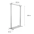Ажурная вешалка напольная металлическая 180*120*50см. Серебро глянец. Рейл для одежды Ажур2 RAM. Ярстильметалл
