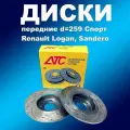 Передние тормозные диски 2шт Спорт Рено Логан, Сандеро, Твинго d 259мм АТС 2414-05