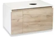 Тумба под раковину Runo Бари 80 00-00001375 подвесная Крафт дуб Белая МДФ / ЛДСП белый с дверками, с ящиками Россия