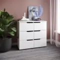 Комод Micon КМ-3, 6 ящиков, цвет белый с древесным тиснением, без ручек