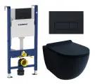 Комплект 3 в 1 инсталляция Geberit Duofix + Унитаз подвесной Esbano Garcia + кнопка черная матовая